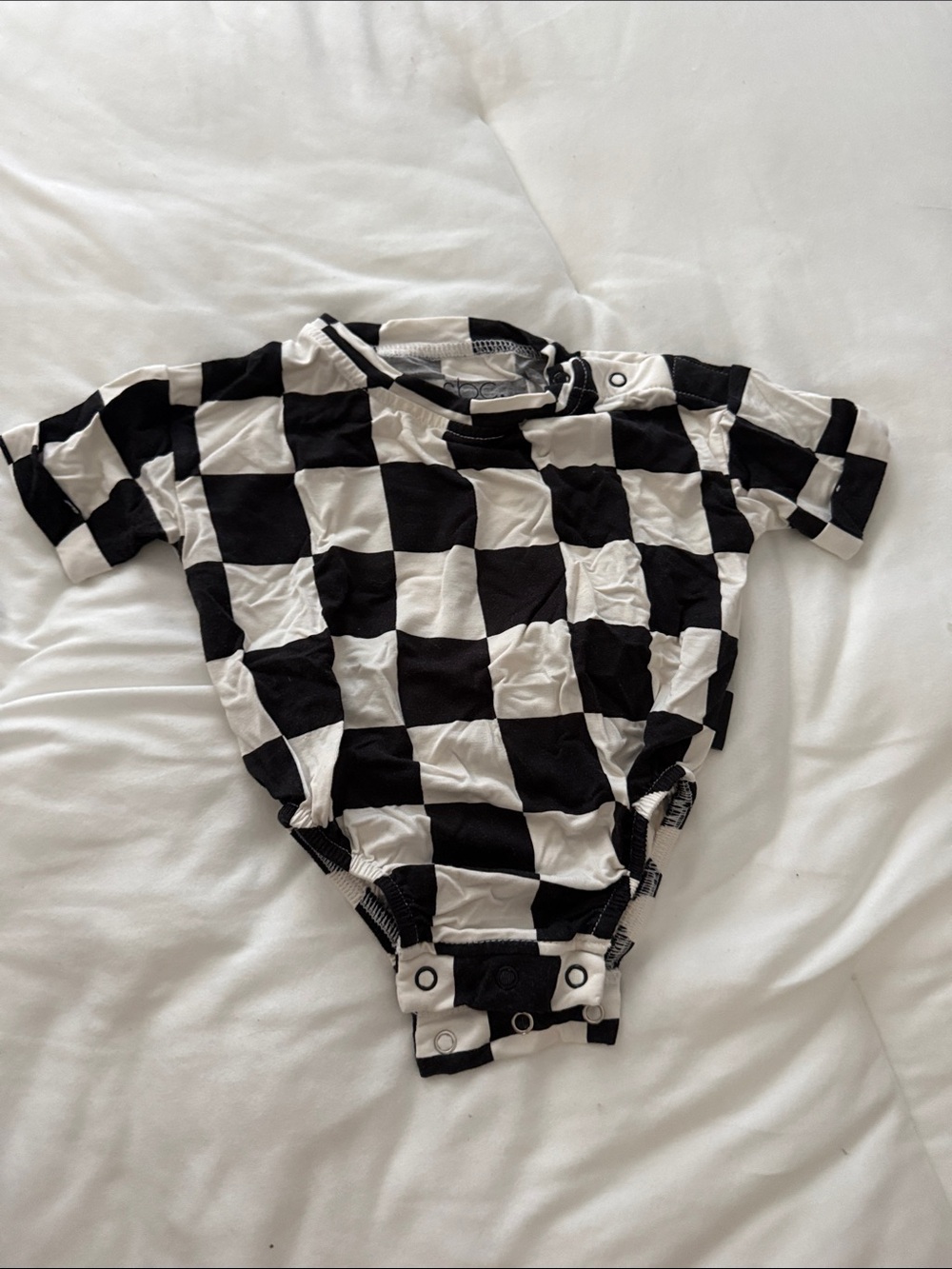 Black & White Checkerboard Baby One-Piece Bodysuit